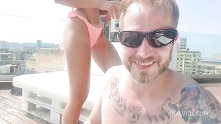 Tight Mina Moreno's ass hardly fucked after oiled massage on hotel terras - FIRST LP appearance