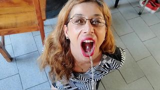 SECRETARY USED AS AN URINAL AND CUM DUMP