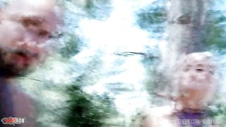 Kevin and Bryan fuck a beautiful French blonde in double penetration in the woods