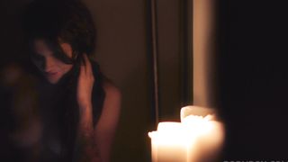 STOCKINGS-WEARING BRUNETTE ENJOYING ANAL