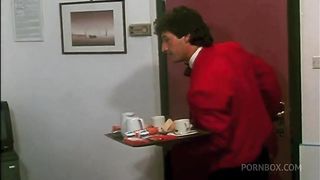 ROOM SERVICE THE WAITER FUCKS TWO HORNY HOSTS