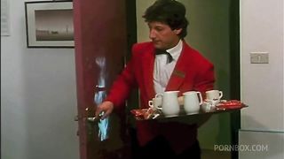 ROOM SERVICE THE WAITER FUCKS TWO HORNY HOSTS