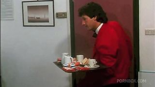 ROOM SERVICE THE WAITER FUCKS TWO HORNY HOSTS