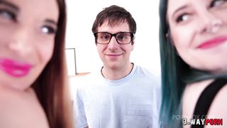 3-WAYPORN - 2 BABES ARE BANGED PASSIONATELY BY THEIR FUCKFRIEND IN A THREESOME AT YOGA.