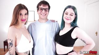 3-WAYPORN - 2 BABES ARE BANGED PASSIONATELY BY THEIR FUCKFRIEND IN A THREESOME AT YOGA.