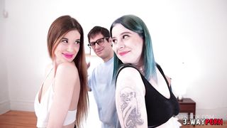 3-WAYPORN - 2 BABES ARE BANGED PASSIONATELY BY THEIR FUCKFRIEND IN A THREESOME AT YOGA.