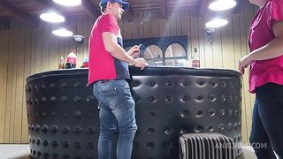 My girlfriend caught me cheating and made her stepsister to suck us off while we fuck
