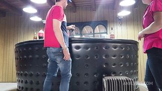 My girlfriend caught me cheating and made her stepsister to suck us off while we fuck