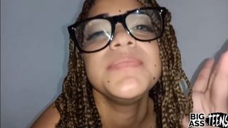 Greedy sister-in-law hopes that her husband is not home and comes for her daily portion of my cock, she sucks it and swallows it