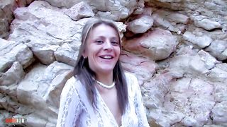 Skinny spanish babe Sonia Lion fucked hard in the ass at the beach