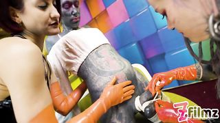 Two LATEX dominatrix sissy FEMDOM anal FISTING - BDSM