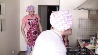 Cooking lesson goes into a hard DP 3 on 1