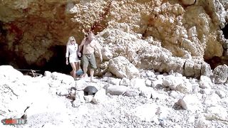 Amazing french blonde MILF double penetrated at the beach