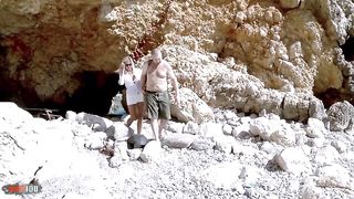 Amazing french blonde MILF double penetrated at the beach