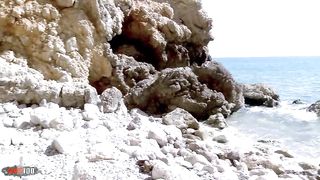 Amazing french blonde MILF double penetrated at the beach