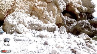 Amazing french blonde MILF double penetrated at the beach