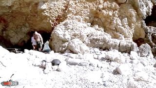 Amazing french blonde MILF double penetrated at the beach