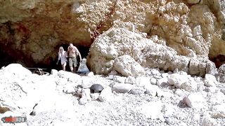 Amazing french blonde MILF double penetrated at the beach