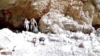 Amazing french blonde MILF double penetrated at the beach