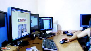 Beautiful young French babe Jessica Bitch gets her ass banged in front of her girlfriend