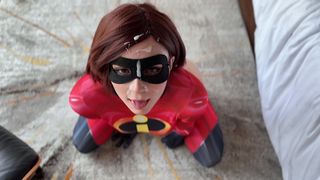 ROUGH SEX AND DEEPTHROAT TILL FACIAL WITH ELASTIGIRL FROM THE INCREDIBLES POV - HOT COSPLAY