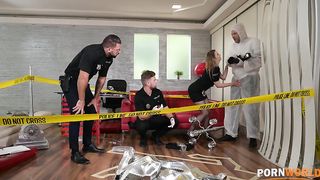 Slutty Policewoman Candy Alexa Lets 3 Colleagues Fill Her Holes at Crime Scene GP2074