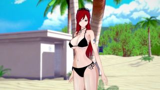 ERZA BIKINI ON THE BEACH HENTAI ANIMATION