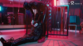 RUBBER NIGHTS: THE RUBBER SLAVE SLEEPS TIGHT IN A CAGE UNDER THE BED