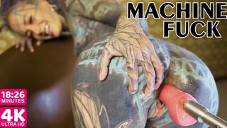 tattooed TEEN testing FUCK MACHINE with her ANAL - gapes, orgasm, anal (goth, punk, alt porn) ZF059