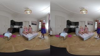 VERA JARW & LADY GANG - HUGE NATURAL TITS CHEERLEADER FIRST DOUBLE PUSSY PENETRATION (DPP) - VR VIDEO - PART 2