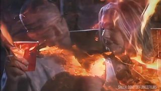 Eve Laurence Is Down On Her Knees Sucking Cock Outdoors, Big Boobs Swinging