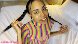 SKINNY COLOMBIAN GIRL VIOLETA GREY LOVES LOLLIPOPS, SUCKING & FUCKING