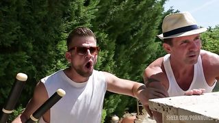 Tree Trimmer Studs DP Big-Tit-Blonde Angel Rivas in the Sun by the Pool GP2354