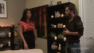 Perfect oil massage with asian slut and her tight holes