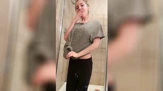 Sneaky Shower Dildo While Friends are Visiting