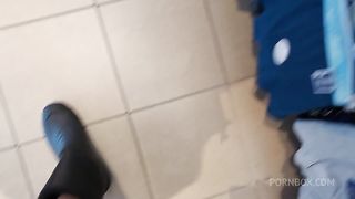 Perfect big ass in a public store