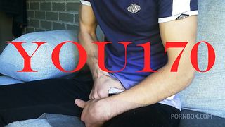 solo guy gives himself pleasure, jerks off his dick and cums