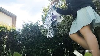 pee on the grass in a public park