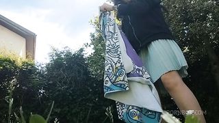 pee on the grass in a public park
