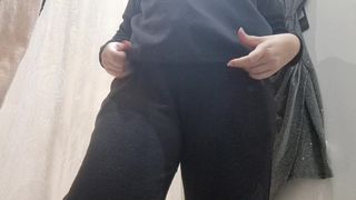 Sexy farts in the public shop and latex pants