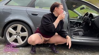 SNEAKY VOYEUR - CATCHING HER PEEING, SMOKING & MASTURBATING