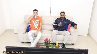 cuckold husband goes out to buy beer and wife fucks ass for perverted friend.