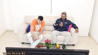 cuckold husband goes out to buy beer and wife fucks ass for perverted friend.