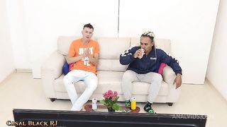 cuckold husband goes out to buy beer and wife fucks ass for perverted friend.