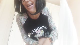 anal private moment with miniskirt and black dildo