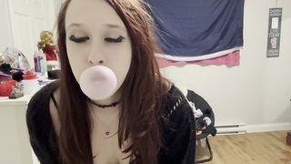 SWEET STEP DAUGHTER BLOWS BUBBLES FOR THE CAMERA