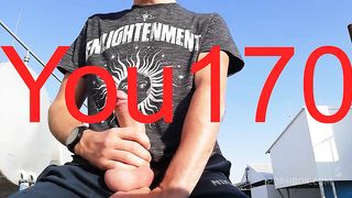 you want to watch this guy jerk off his big dick and bring himself to orgasm in a public place