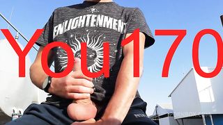 you want to watch this guy jerk off his big dick and bring himself to orgasm in a public place