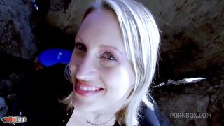Anal sex on the rocks with a beautiful French blonde with a big pussy
