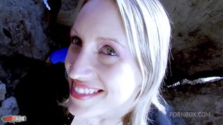 Anal sex on the rocks with a beautiful French blonde with a big pussy